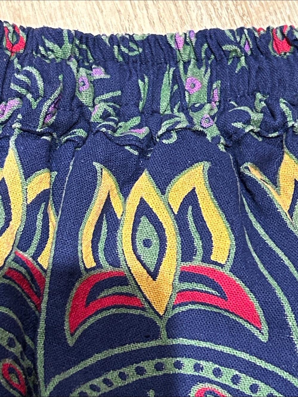 Boho Navy Maxi Skirt with Colorful Elephant Camel Peacock Medallions - Picture 6 of 11